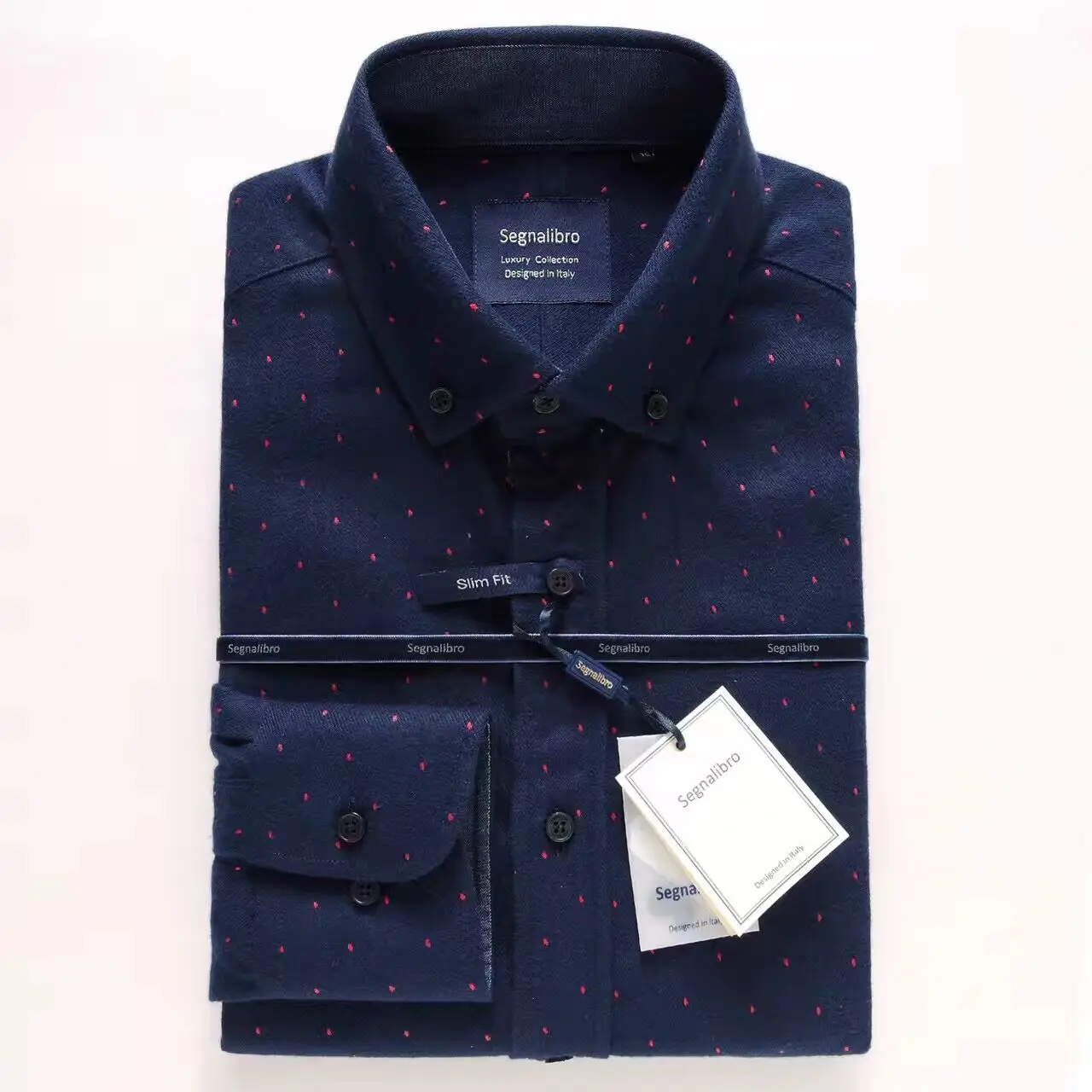 In-Stock Hot Stylish Slim Fit Navy 100% Cotton Men Dress Shirt