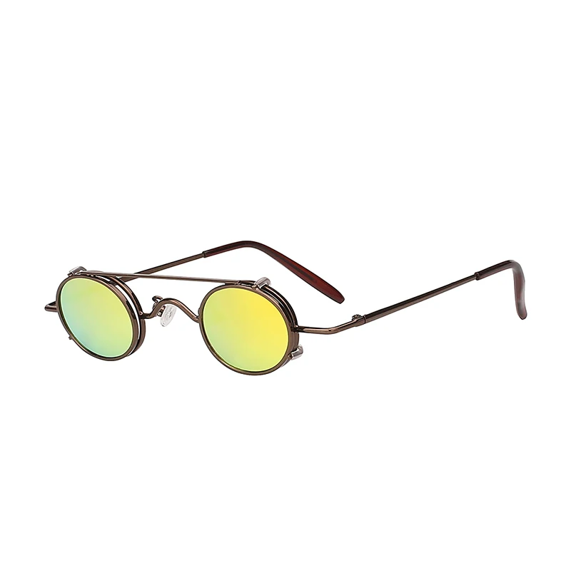 

2019 Small round blue mirror lens metal frame vintage glasses