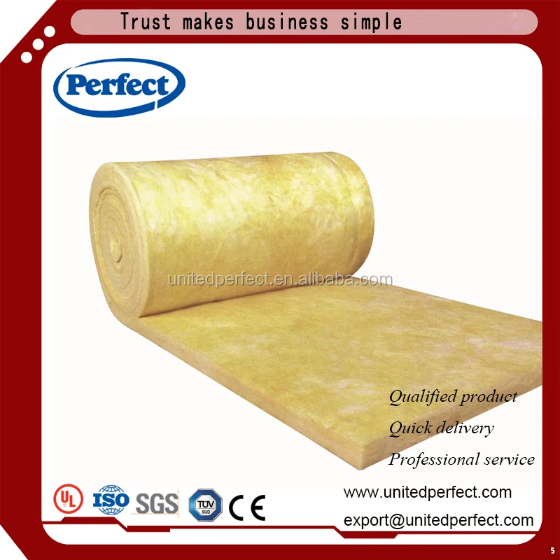 48kg/m3 Density Glass Wool Blanket 50mm Acoustic Insulation Glasswool ...