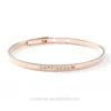 Modern Personalized Jewelry Women Rose Gold Open Engraved Happiness Bracelet Stainless Steel Adjustable Bangle