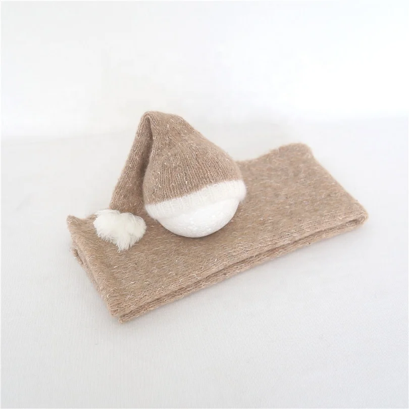

Vintage Sweater Knit Wrap Textured Stretch Fabric Speckled Newborn Wrap and Hat Set Colored Sleepy Hat New born Photography Prop