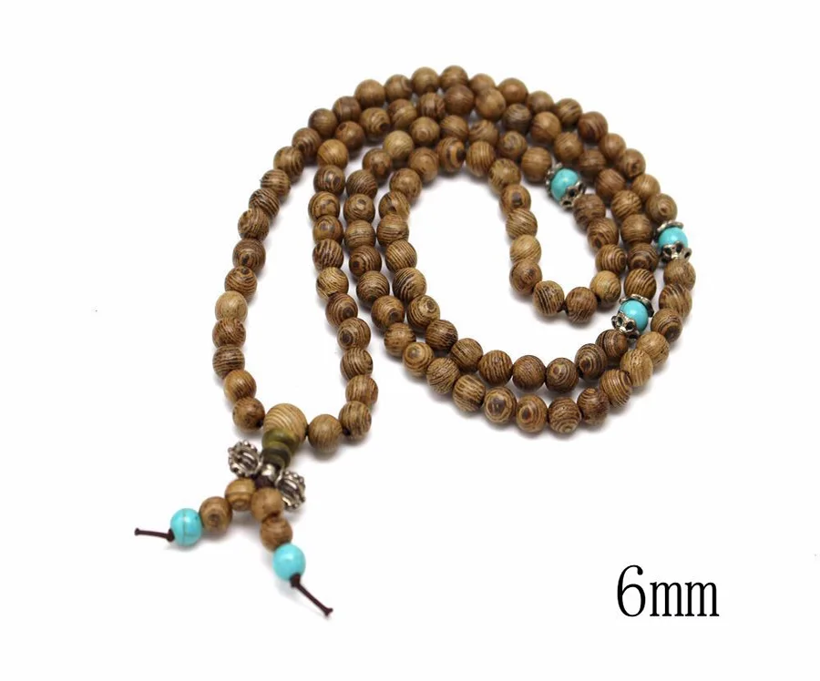 

Natural wood and stone 108 Buddha beads couple bracelet 9452, N/a
