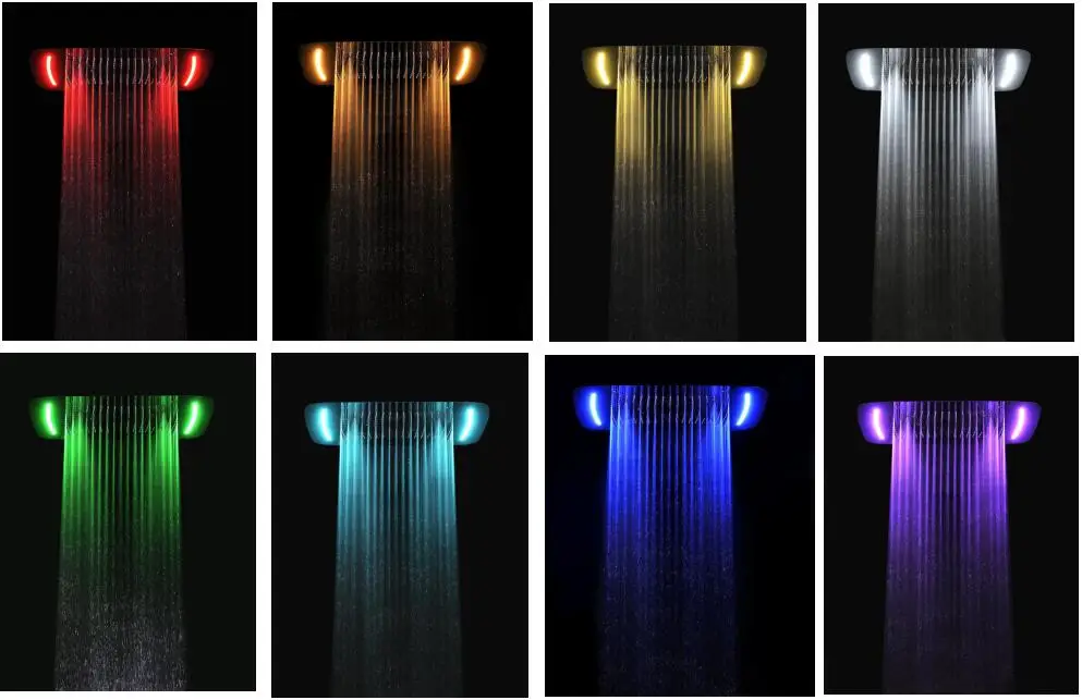 Stainless Steel Bathroom Accessories Smart LED Light Ceiling Shower Head