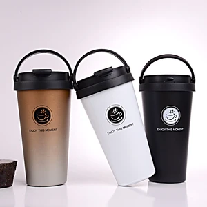 Image of Stainless Steel Promotional Custom Logo Print Coffee Cup with Lid Reusable Vacuum Insulated Travel Coffee Cup