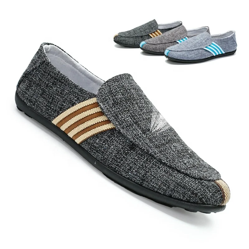 

trend footwear Popular Wholesale Customized Blank Linen Canvas Bean Shoes