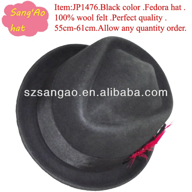 

Wholesale perfect felt homburg boater hat as new style, Black