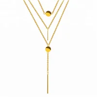 

Latest Gold Plated Three Layers Necklace Bar Pendant Lariat Necklace