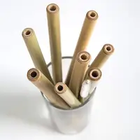 

Custom laser engraving logo natural bamboo straw organic juice straw with brush