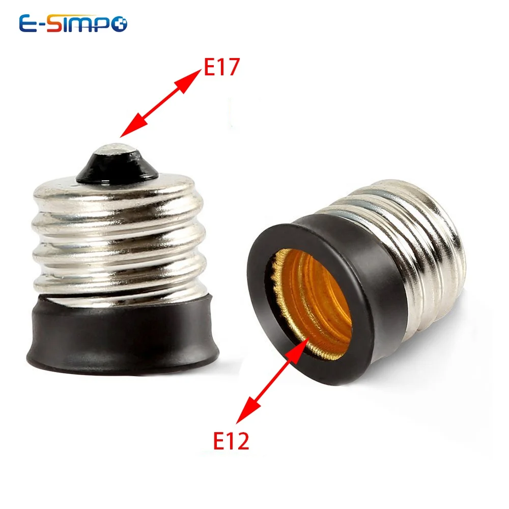 E17 to E12 Adapter Lamp Base Adapter Chandelier Bulb Base E12 to E17 Extend Base LED CFL Light Bulb Adapter, CE Rohs