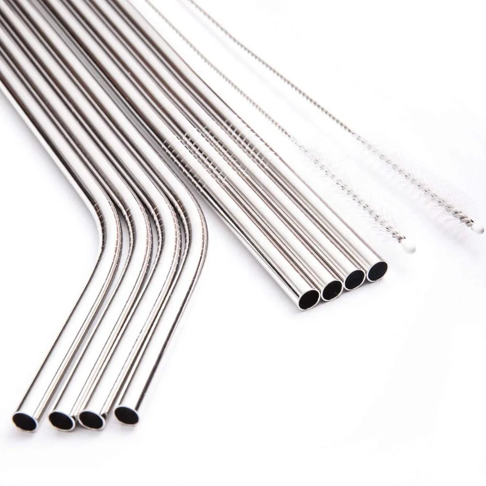 

Oem Amazon Hot Sell Certified In-Stocked Stainless Steel Drinking Straw Fda With Brush, Silver