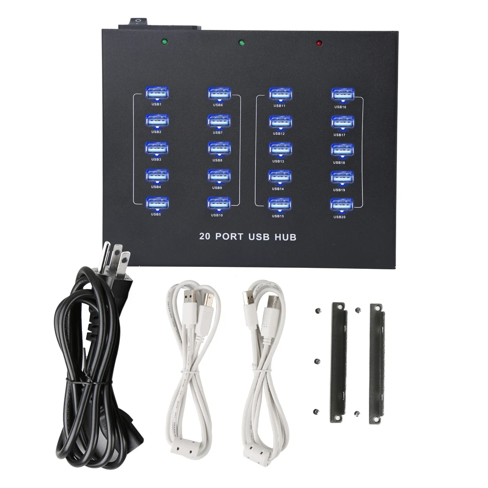 

Sipolar a-210P Aluminum usb hub 20 port usb por hub2.0 with 110V/220V power adapter for 3g dongle,recorder, Black