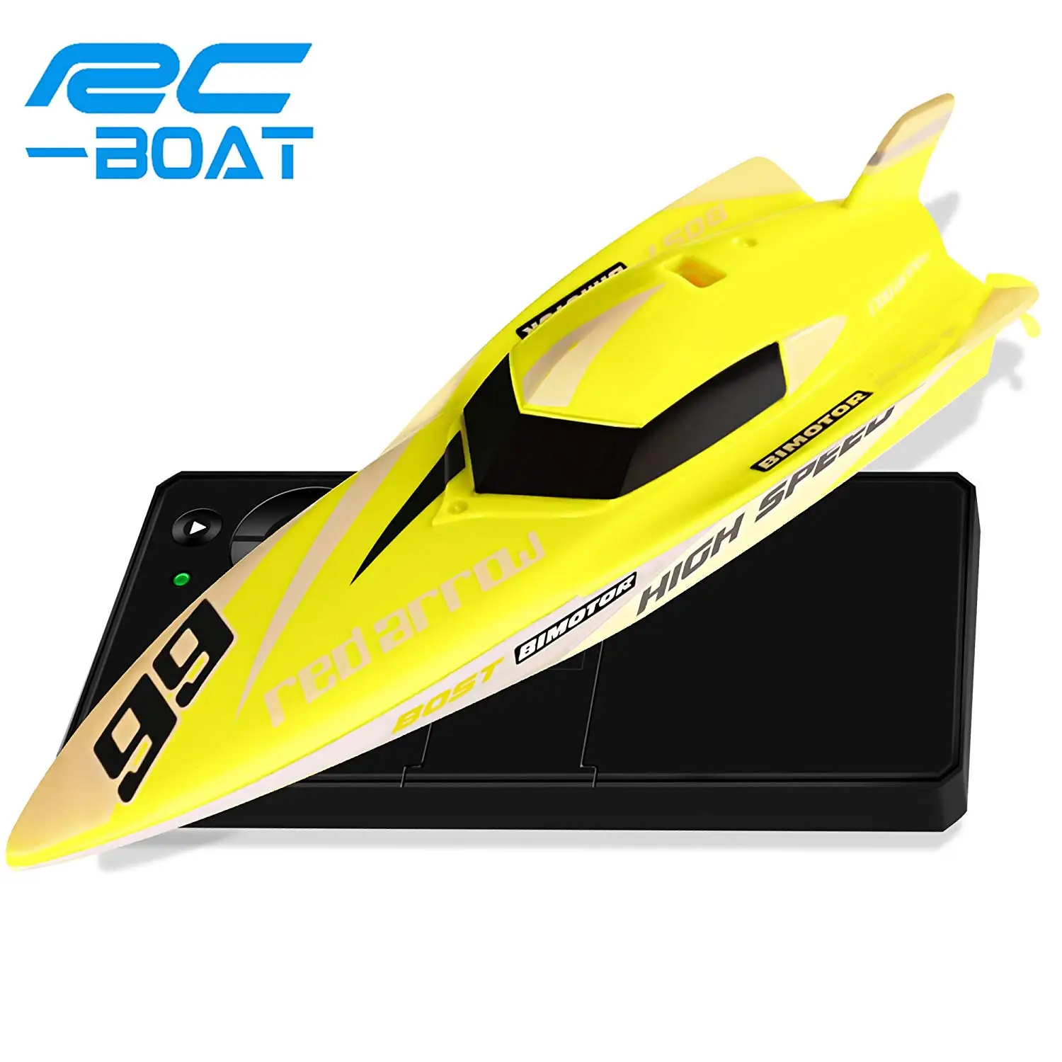 RC Boats Toy Mioshor Remote Control Boat H100 for Adults Kids 2.4G 4CH RC Speed Boats with LCD Display for Lakes Pools