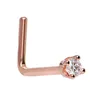 14K Rose Gold 2mm Cubic Zirconia L-Shaped Nose Ring