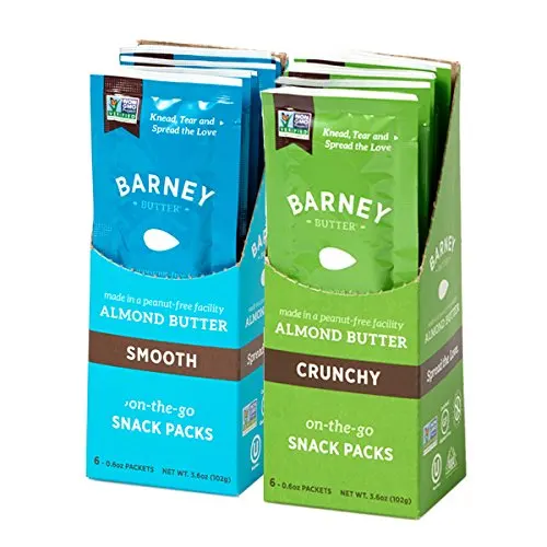 Barney Butter Almond Butter Flavor Variety Snack Pack (2 packs of 6) | Gluten Free | 0.6 Ounce | Crunchy and Smooth