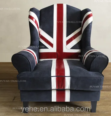 Uk vlag stoel luxe italiaanse banken, echt leer geïmporteerd ... Woonkamer banken leer