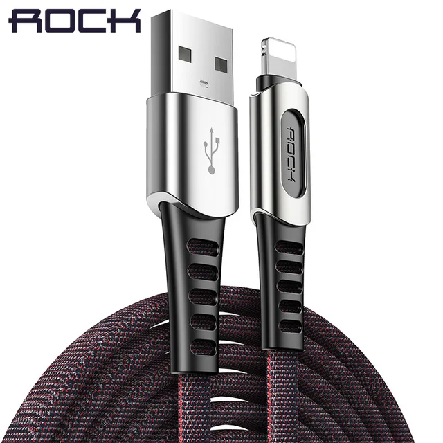 

2019 ROCK M8 Zinc Alloy Nylon Braid USB Cable For Android Micro Fast USB Data Sync Data Charging Charger, Black/red