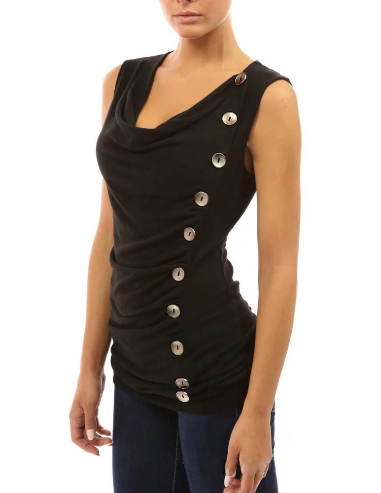 

Plus Size XXXL Sexy Lady Blouse With Button Fit Casual Shirts Sleeveless Shirt Women V Neck Top Women Female Club Wear