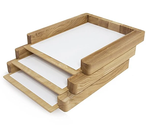 Wooden Paper Tray Stacked Desk Organization Or Stacking