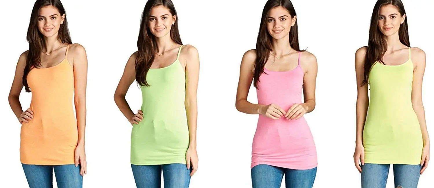 4 Pack Active Basic Women's Basic Tank Top (Neon Coral, Neon Green, Neon Pink, Neon Yellow)