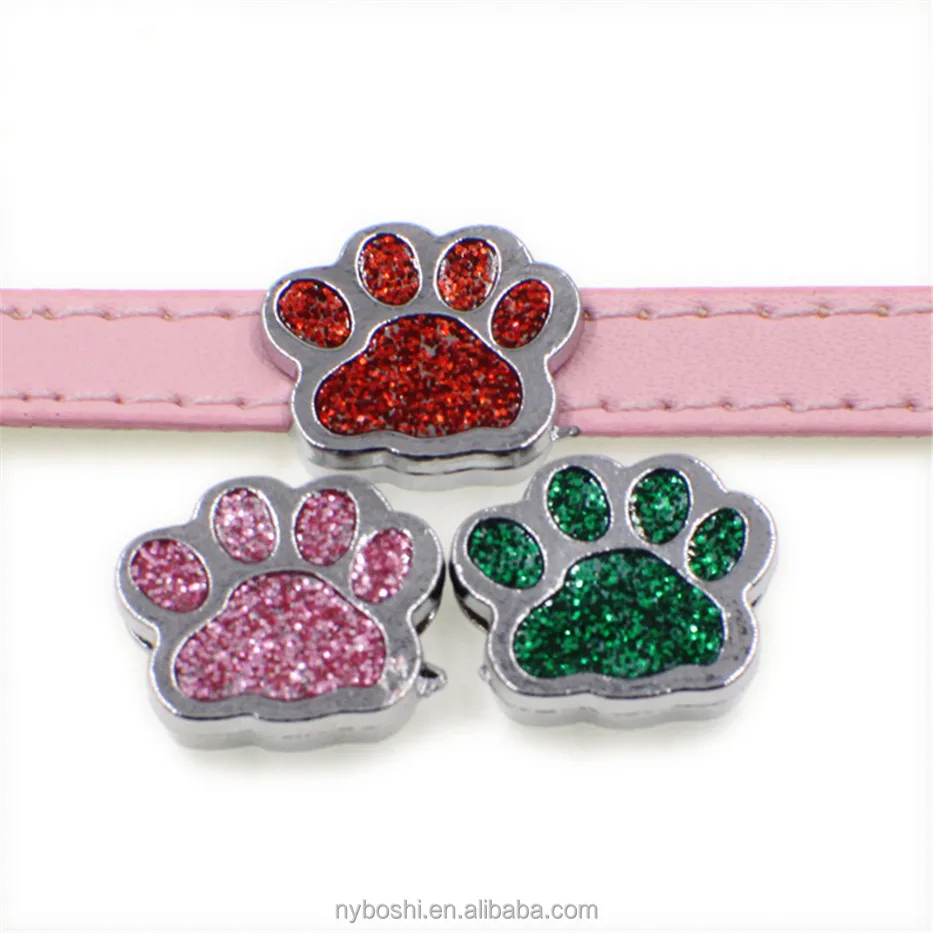 

Wholesale dog paw bone alloy slider charms beads for DIY charm bracelet pet collar jewelry making, As picture