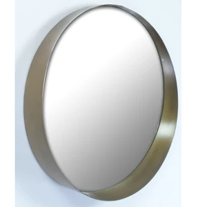 Image of 18 inch 40cm round hanging gold bronze wall mounted metal frame mirror decorative for living room or bathroom