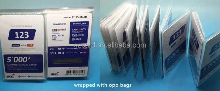 
Factory custom card size 4g virtual scratch off code recharge dollar prepaid charger calling card phone mobile 