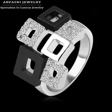 Best Selling Items Square Rings Unique Design Real 18K Rose Gold Genuine SWA Stellux Austrian Crystal