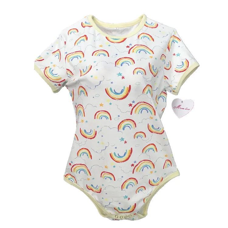 Ready to ship cotton spandex pajamas onesie wholesale ABDL  adult baby romper cheap adult onesie