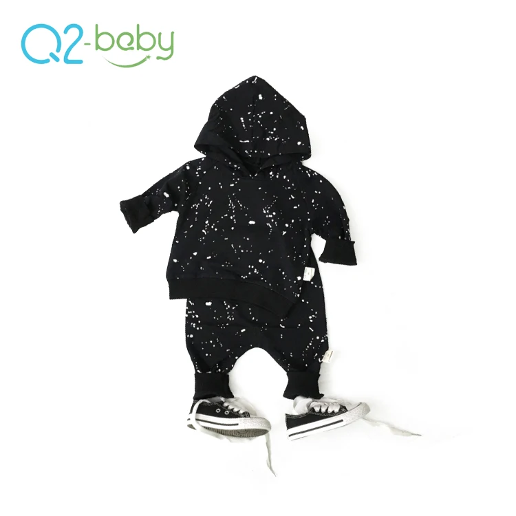 Q2-baby New Design Kids Clothing Pullover Baby Boys Tracksuit Clothes Set With Hooded