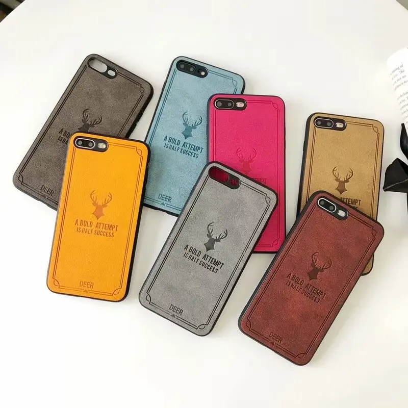 

For iPhone 7 8 Plus Case Deer Pattern Cloth Back Cover Phone Case For iPhone X