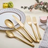 Wholesale custom luxury royal stainless steel matte gold plated cutlery set for wedding restaurant hotel