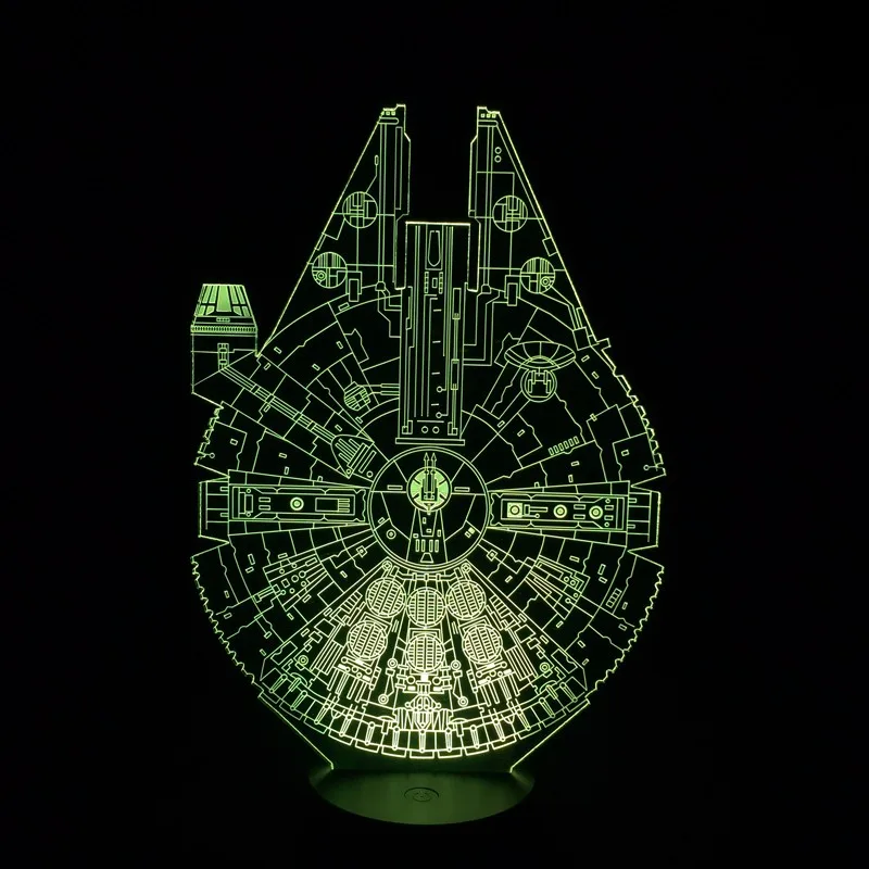 New disinged multicolor changing night lamp acrylic Millennium Falcon 3d Led Night Light