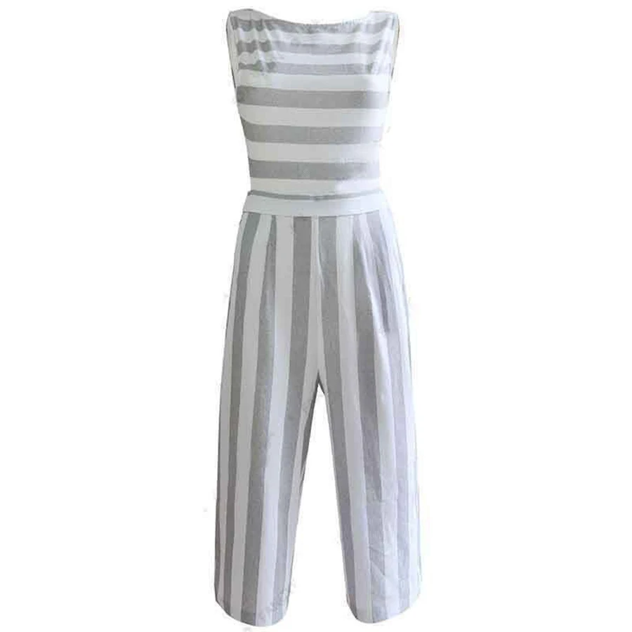 Fashion Design Custom White Fitted Linen Jumpsuit Women