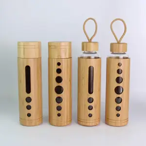 Image of Borosilicate Glass Food grade Private Label Infuser Water Bottle with bamboo lids