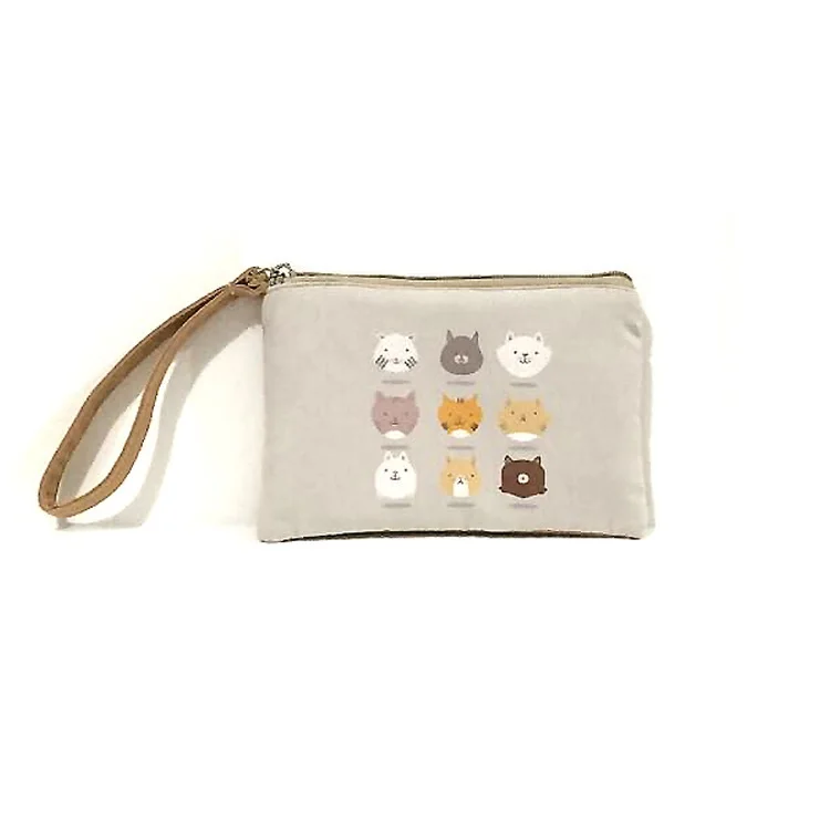 

cat animal funny cute small coin purse canvas mini zipper custom bag