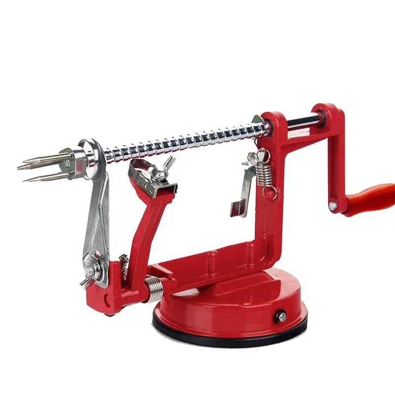 

Stainless Steel 3 in 1 Apple Peeler Fruit Peeler Slicing Machine / Apple Fruit Machine Peeled Tool Creative Home Kitchen, Red