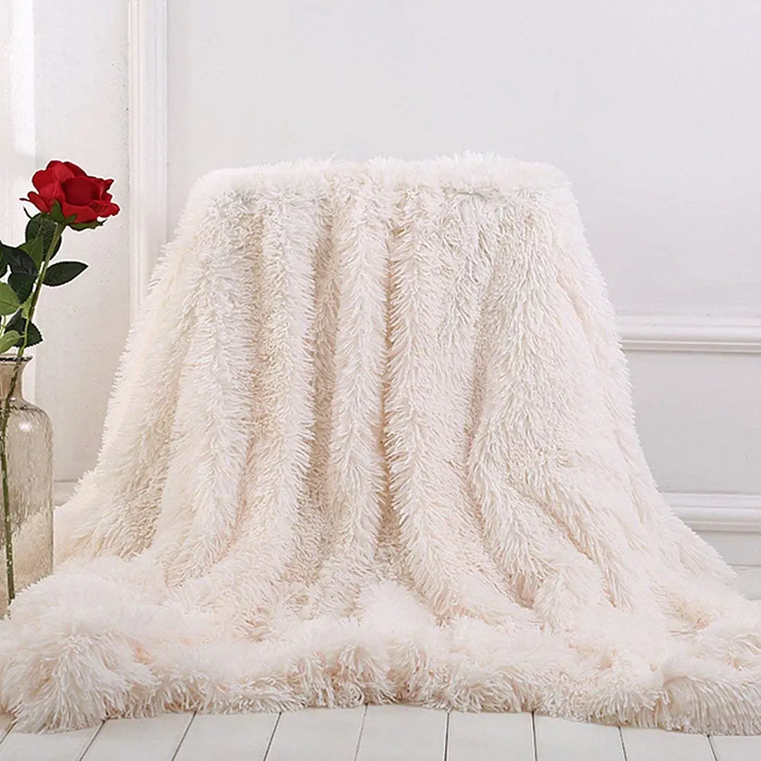 Cheap White Furry Throw Blanket