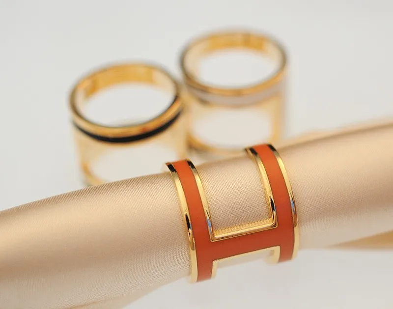 

European Style Copper Tubular Black White Orange Silk Scarf Buckle