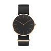 Many stock new black face genuine leather & nylon strap watch OEM & ODM logo custom print watch