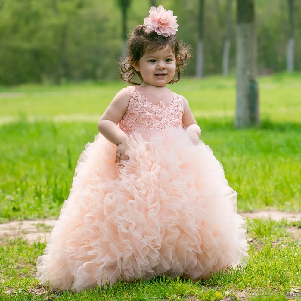 

Girls pluffy Party Birthday Kids Clothing kid long party dress