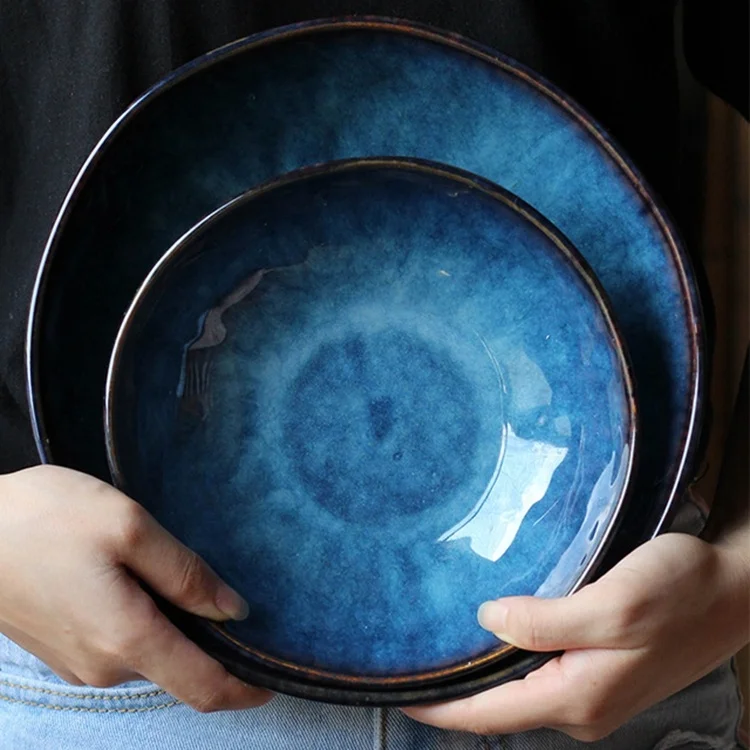 Lekoch Japanese style Dish Cat's Eye Gloss ceramic 9inch 7inch Plates Creative Steak Dessert Tray Kitchen Dinner Plates