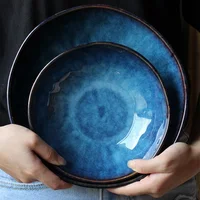 

Lekoch Japanese style Dish Cat's Eye Gloss ceramic 9inch 7inch Plates Creative Steak Dessert Tray Kitchen Dinner Plates