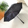 Double Layer Auto Open Straight Reverse Umbrella With Starry Sky Pattern