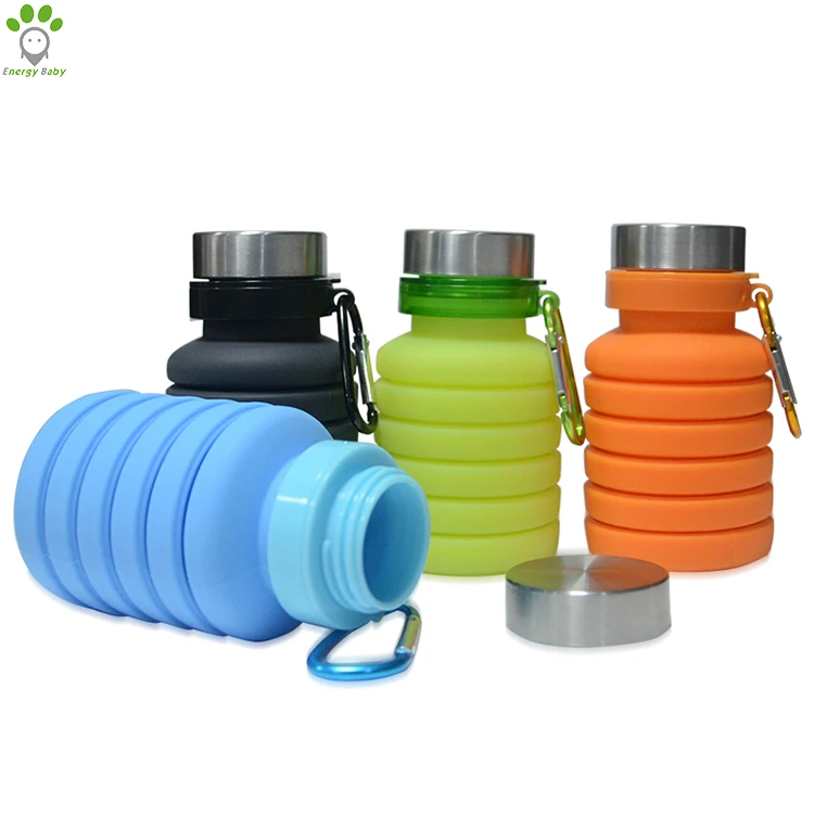 

Logo Private Label BPA Free Biodegradable Foldable Sports Bottle Collapsible Silicone Travel Water Drinking Bottle, Blue;orange;green;customized