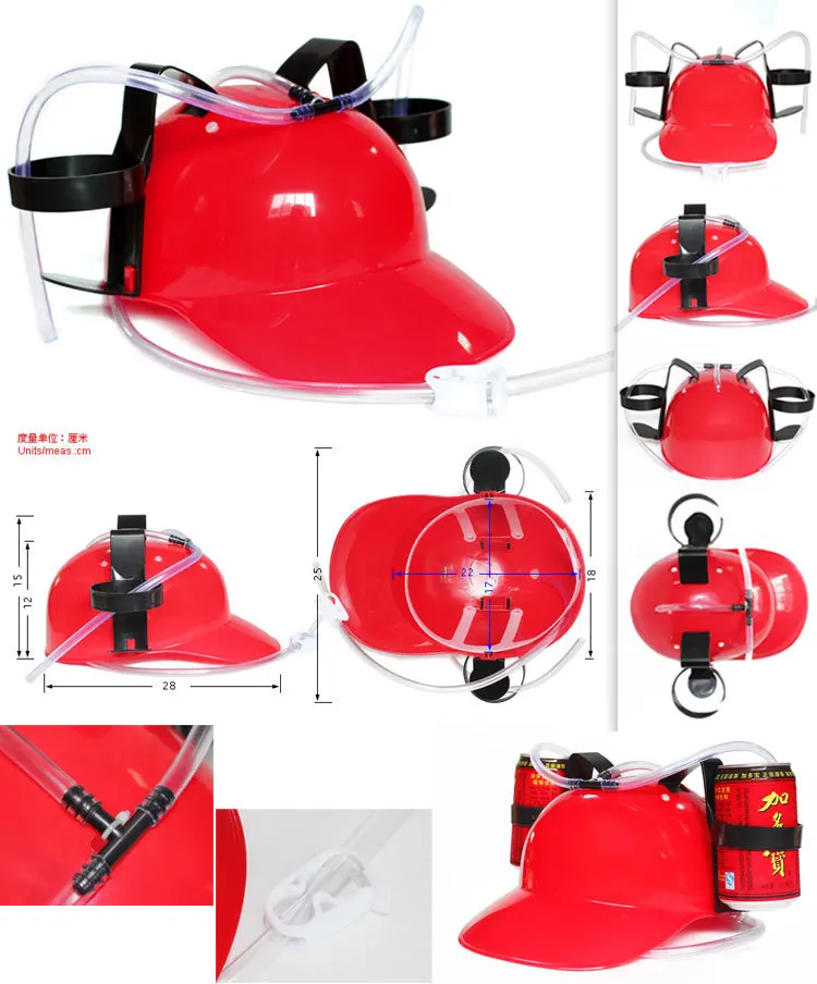 Unisex Plastic Soda Beer Drinking Helmet Hat With Adjustable Strap For