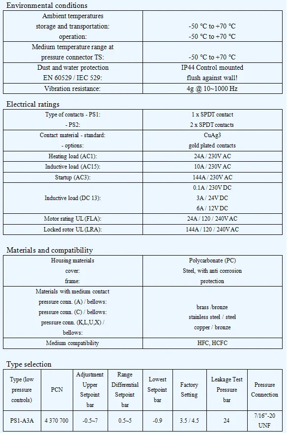 Ps1a3a Pressure Switch/single Phase Pressure Switch Buy Pressure