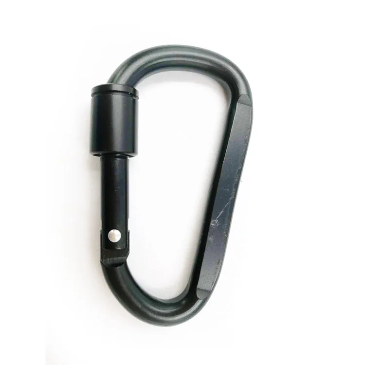 High Quality D Shape Flat Aluminum Snap Hook Screw Carabiner With Screw for Keychain