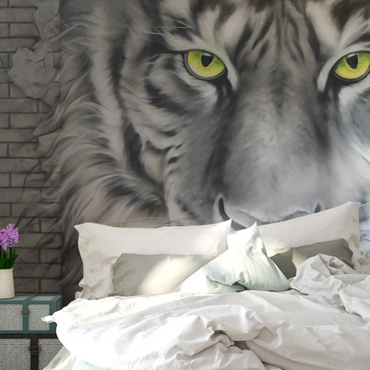 3d Hewan Hd Gambar Harimau Desain Dinding Mural Foto Wallpaper