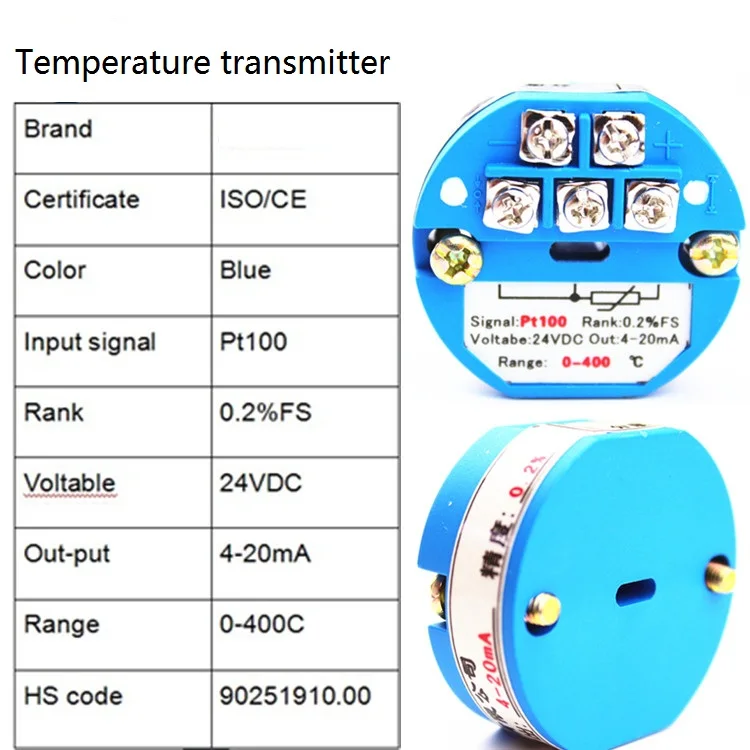 4-20ma rtd pt100 thermocouple temperature transmitter