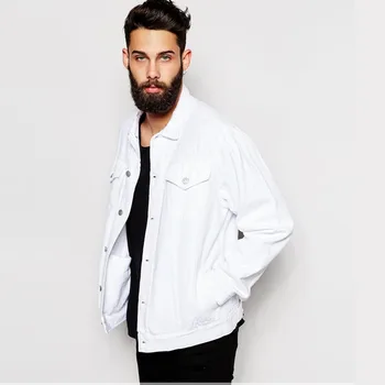 white jean jacket outfit mens